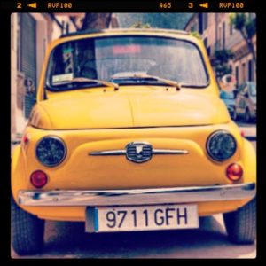 Yellow Fiat 500